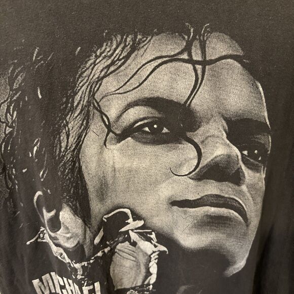 Mens Size 2XL - Michael Jackson Big Graphic “King Of Pop” Black Tee T-Shirt RARE - Picture 4 of 7